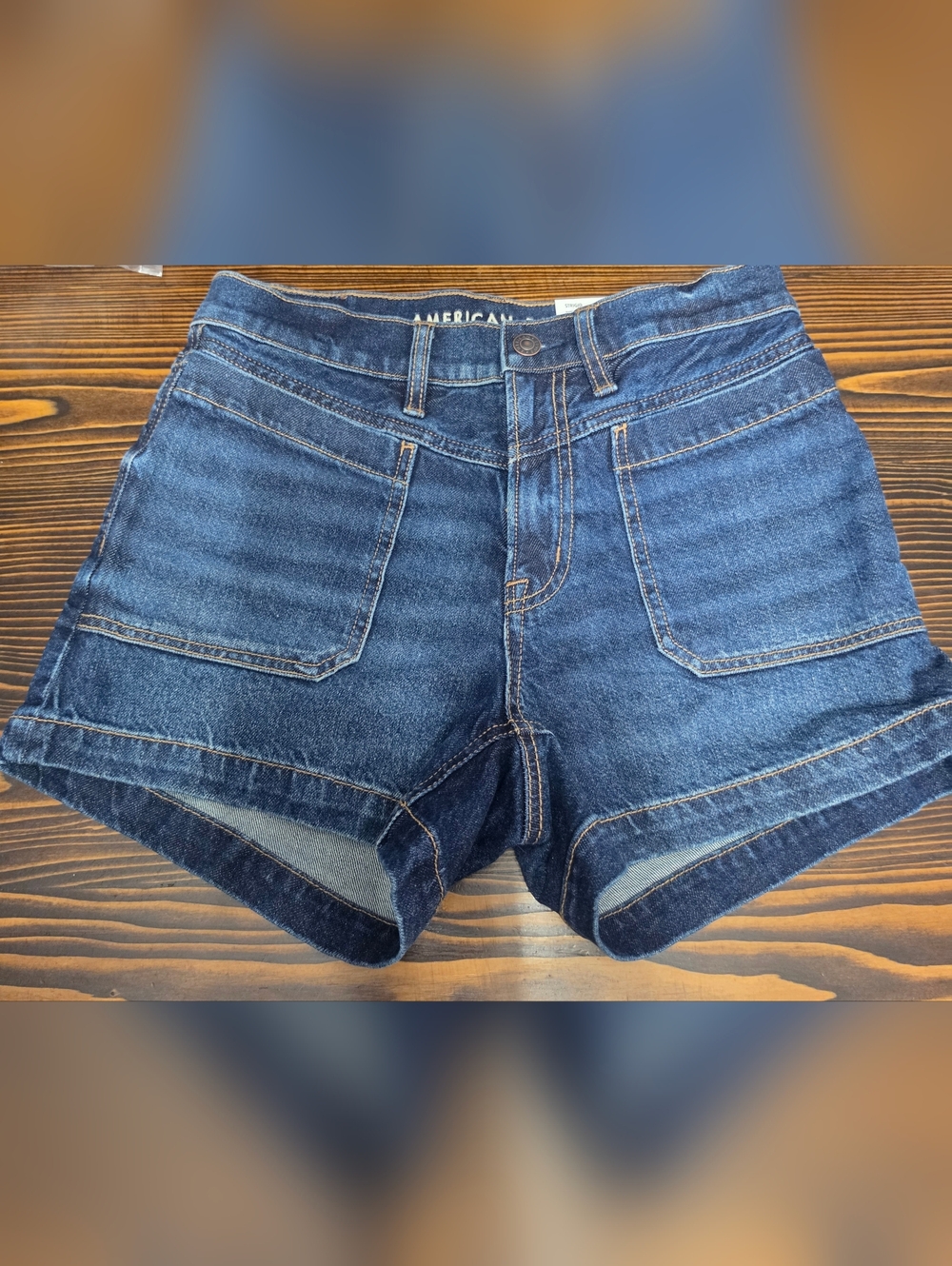 American Eagle Outfitters High-Rise Dark Blue Denim Shorts